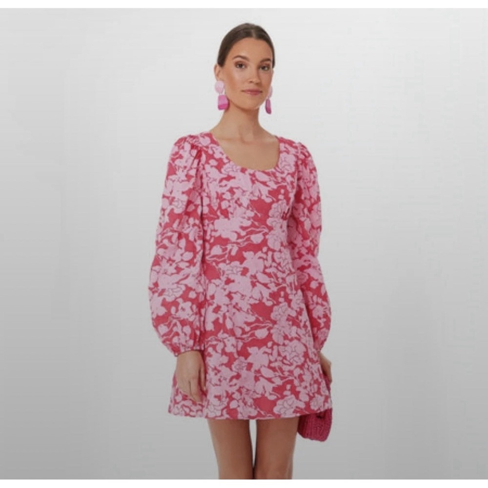 Tuckernuck Hyacinth House Red Pink Balloon Sleeve Sienna Mini Dress Small Floral